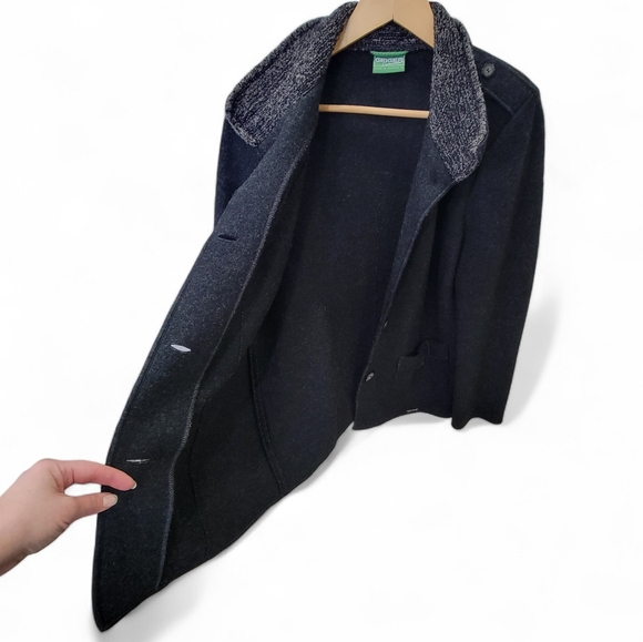 Geiger Austria Grey Boiled Wool Jacket Mock Neck Button Coat Women’s EU 40 US M - Picture 7 of 17